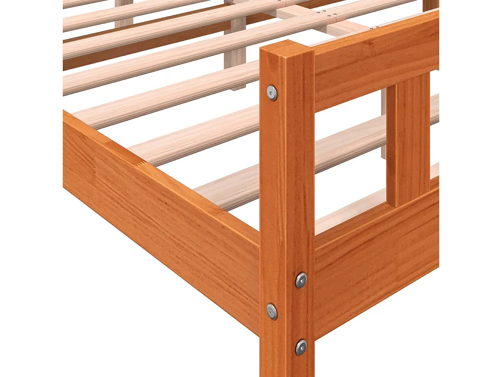 Cama sem colchão 150x200 cm madeira pinho maciça castanho-mel