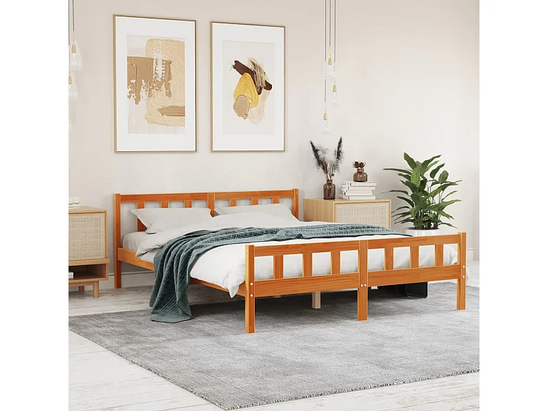 Letto senza Materasso Marrone Cera 150x200 cm in Legno di Pino