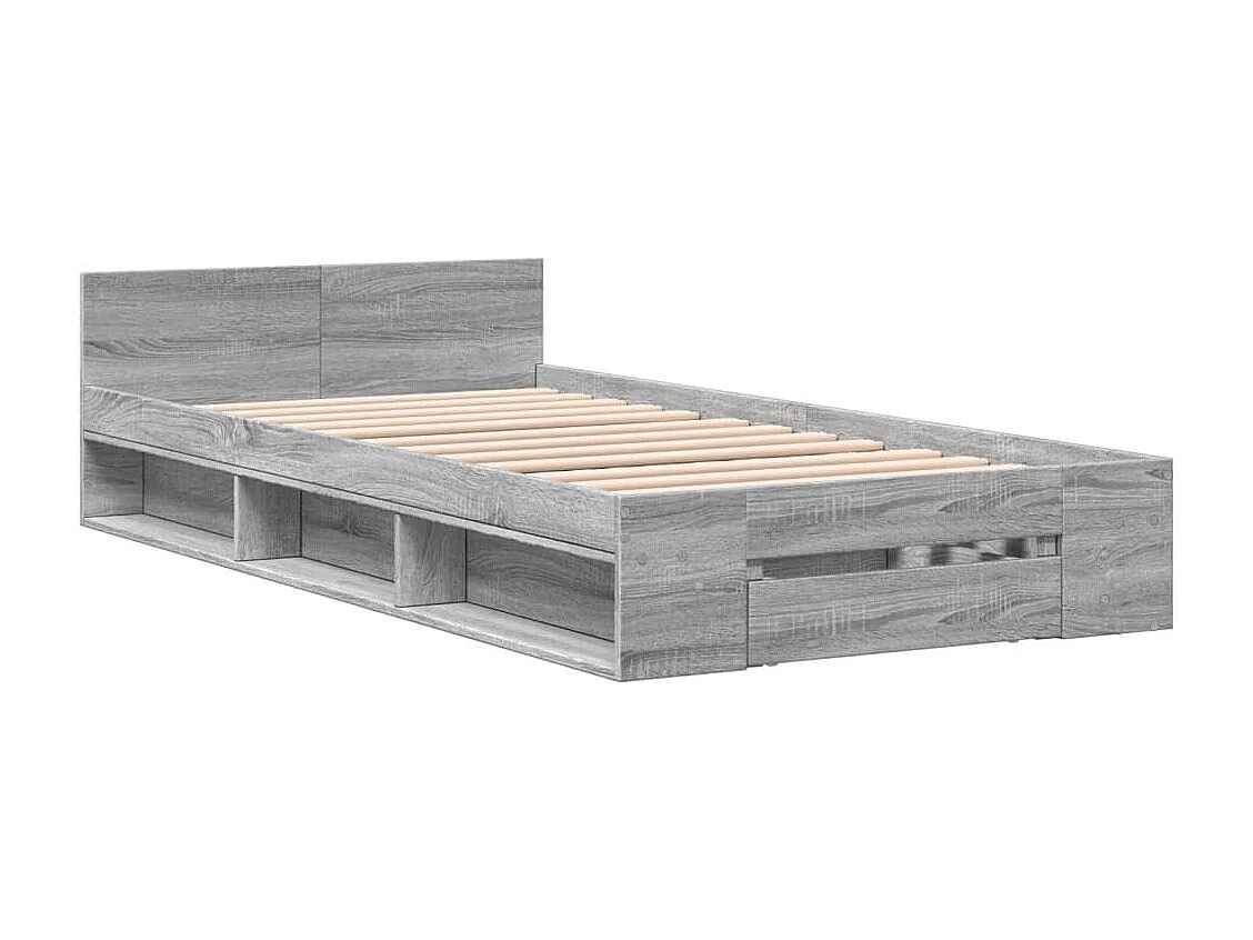 Cadre de lit avec tiroir sans matelas sonoma gris 90x200 cm