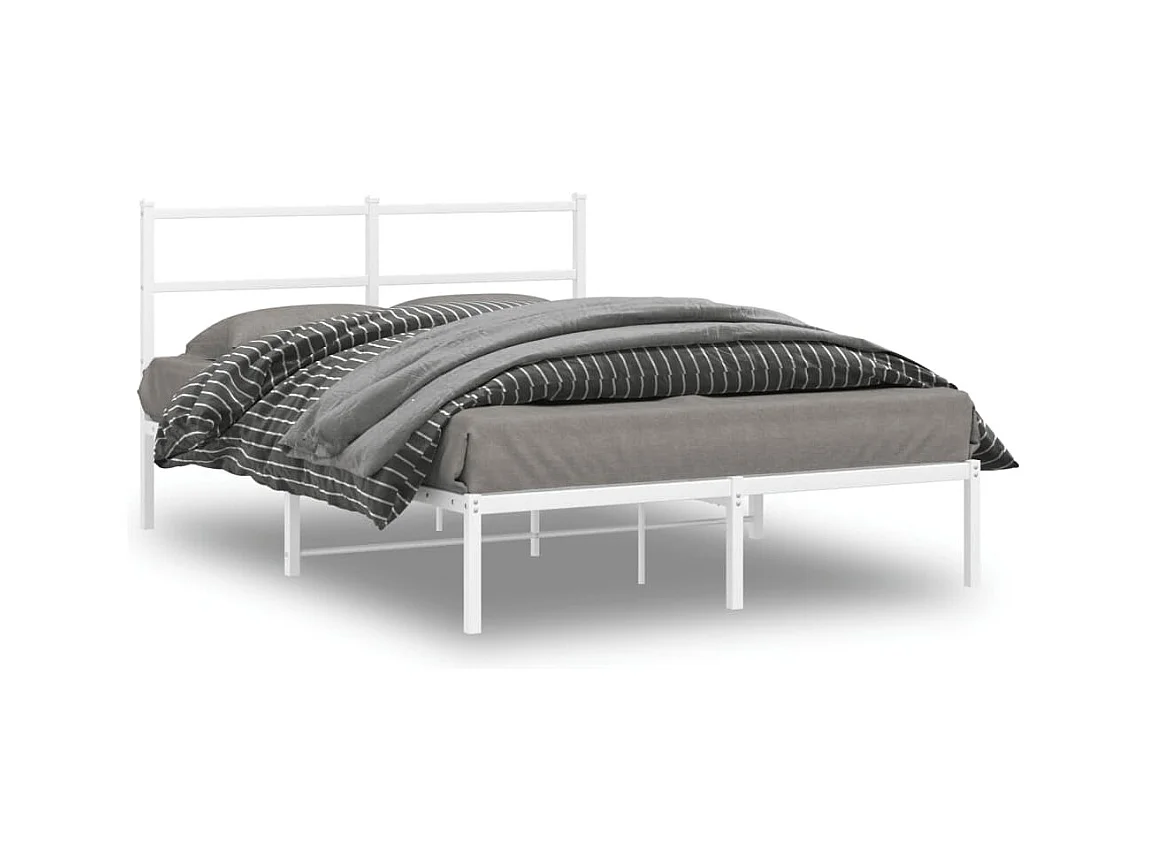 Bettgestell mit Kopfteil Metall Weiß 140x200 cm