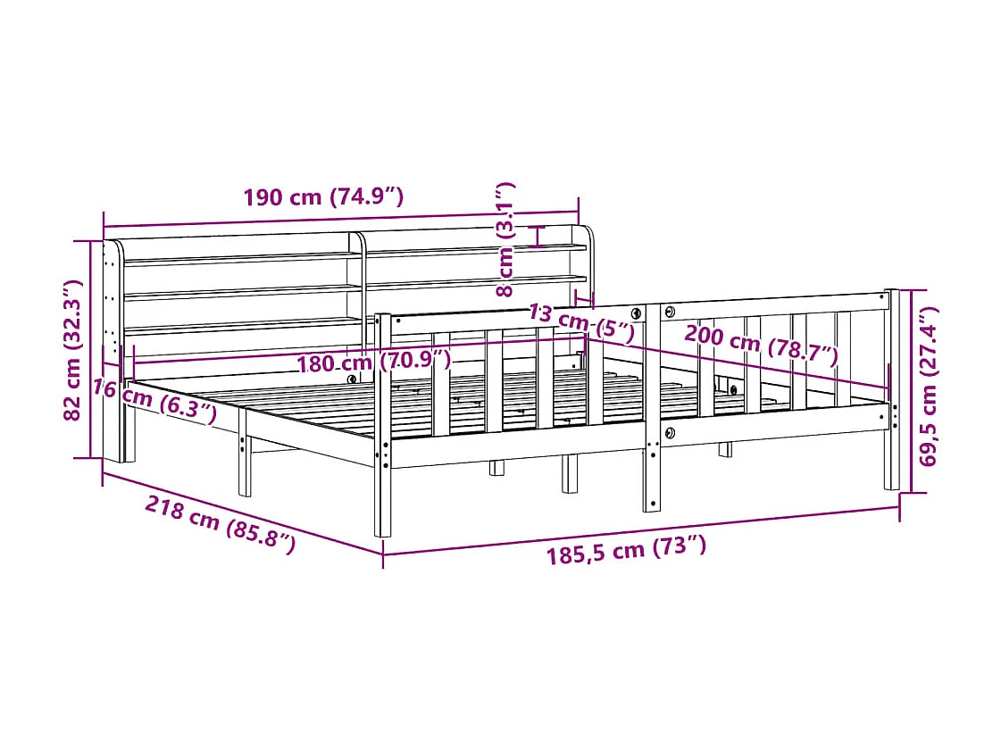 Cadre de lit sans matelas chêne sonoma 120x190 cm