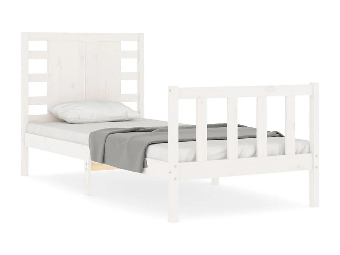 Cadre de lit sans matelas blanc bois de pin massif