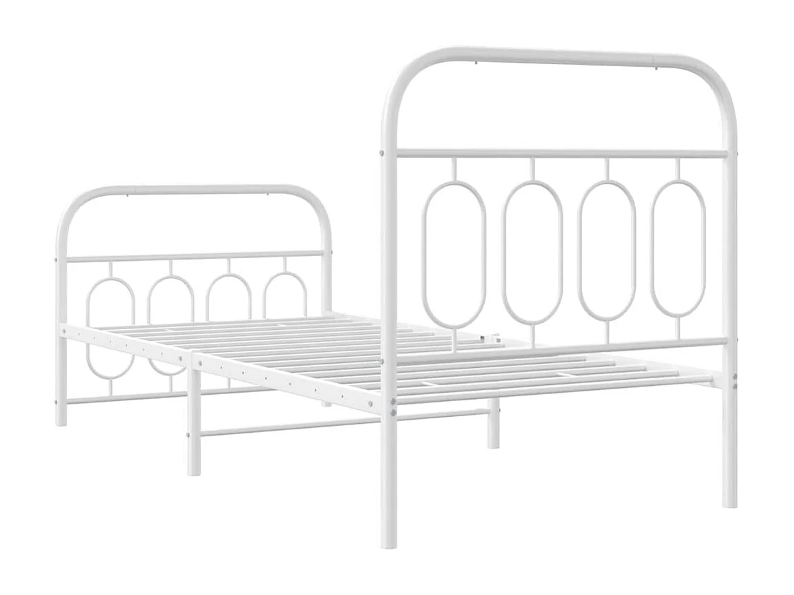 Estrutura de cama com cabeceira e pés 90x200 cm metal branco