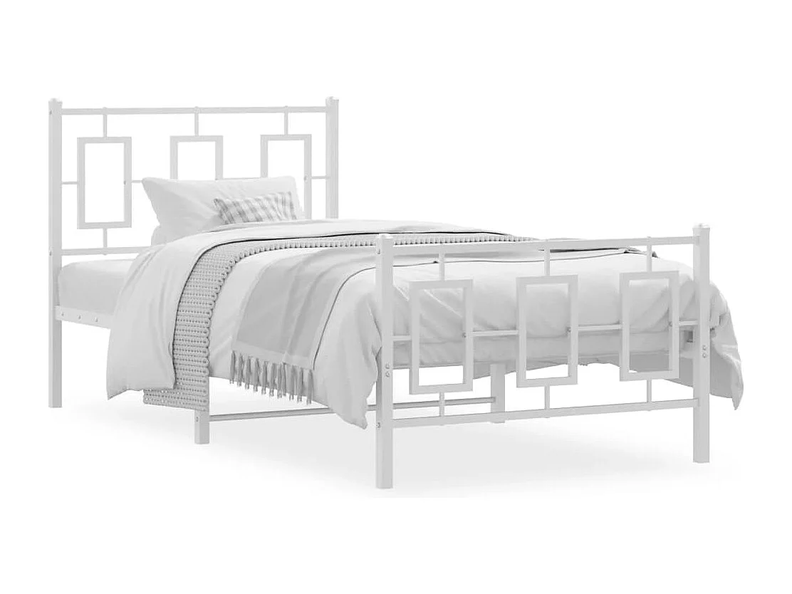 Estrutura de cama com cabeceira e pés 90x200 cm metal branco