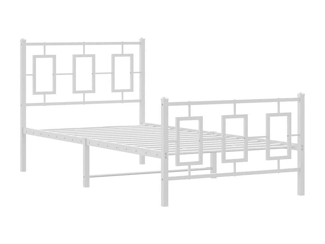 Estrutura de cama com cabeceira e pés 90x200 cm metal branco