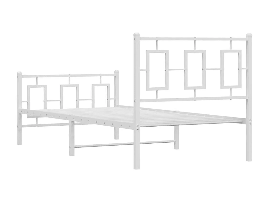 Estrutura de cama com cabeceira e pés 90x200 cm metal branco