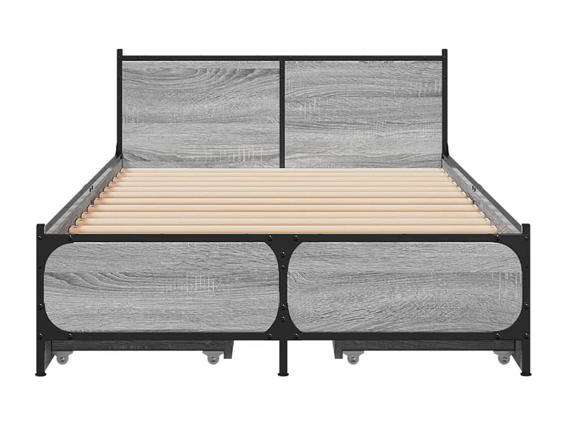 Cama con cajones madera de ingeniería gris Sonoma 75x190 cm