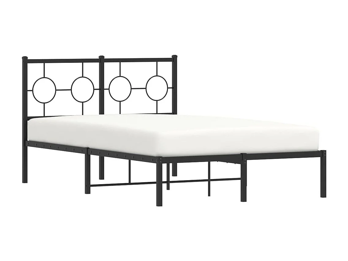 Cadre de lit métal sans matelas avec tête de lit noir 120x190cm