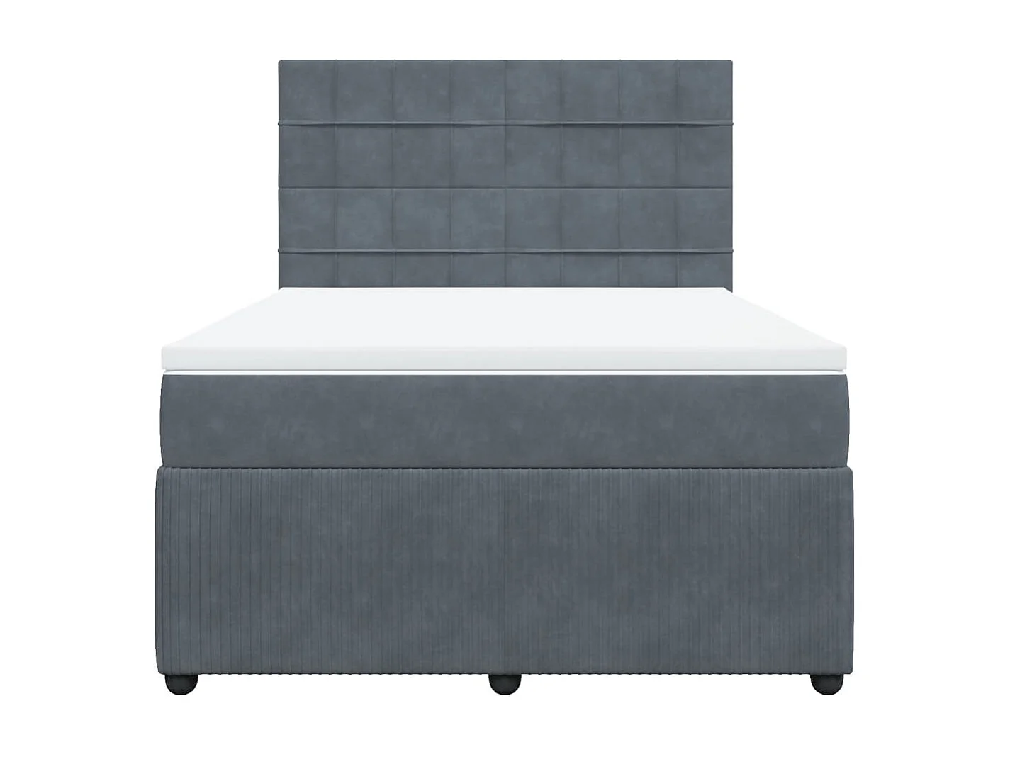 Cama box spring con colchón terciopelo gris oscuro 140x190 cm