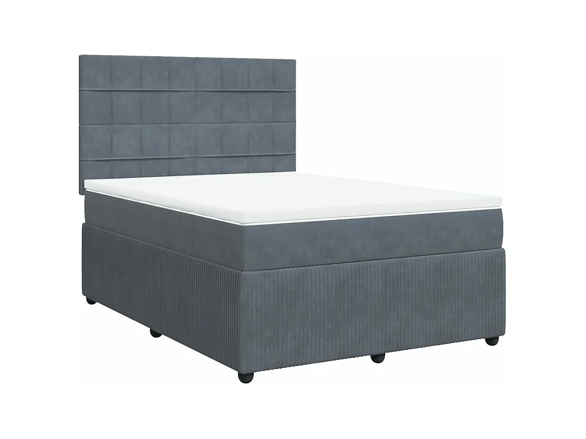 Sommier à lattes de lit et matelas Gris foncé 140x190cm Velours