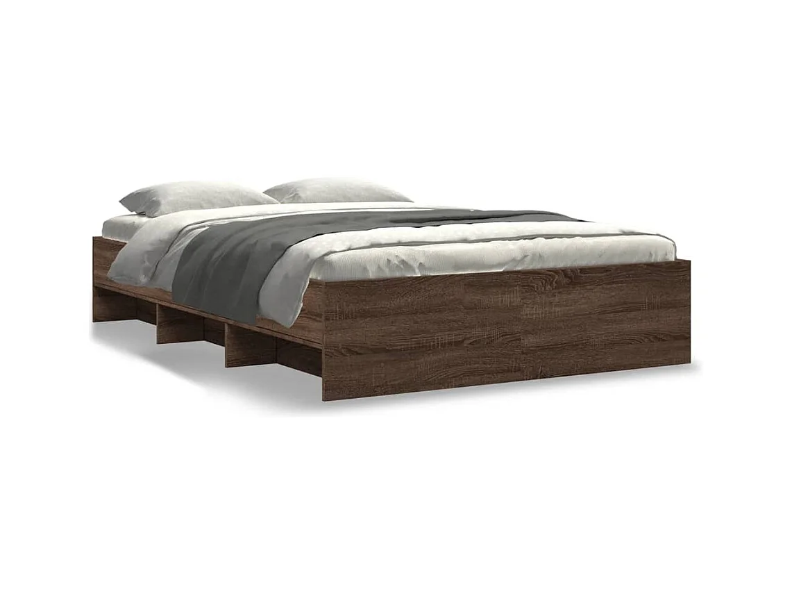Bedframe bewerkt hout bruin eikenkleur 135x190 cm