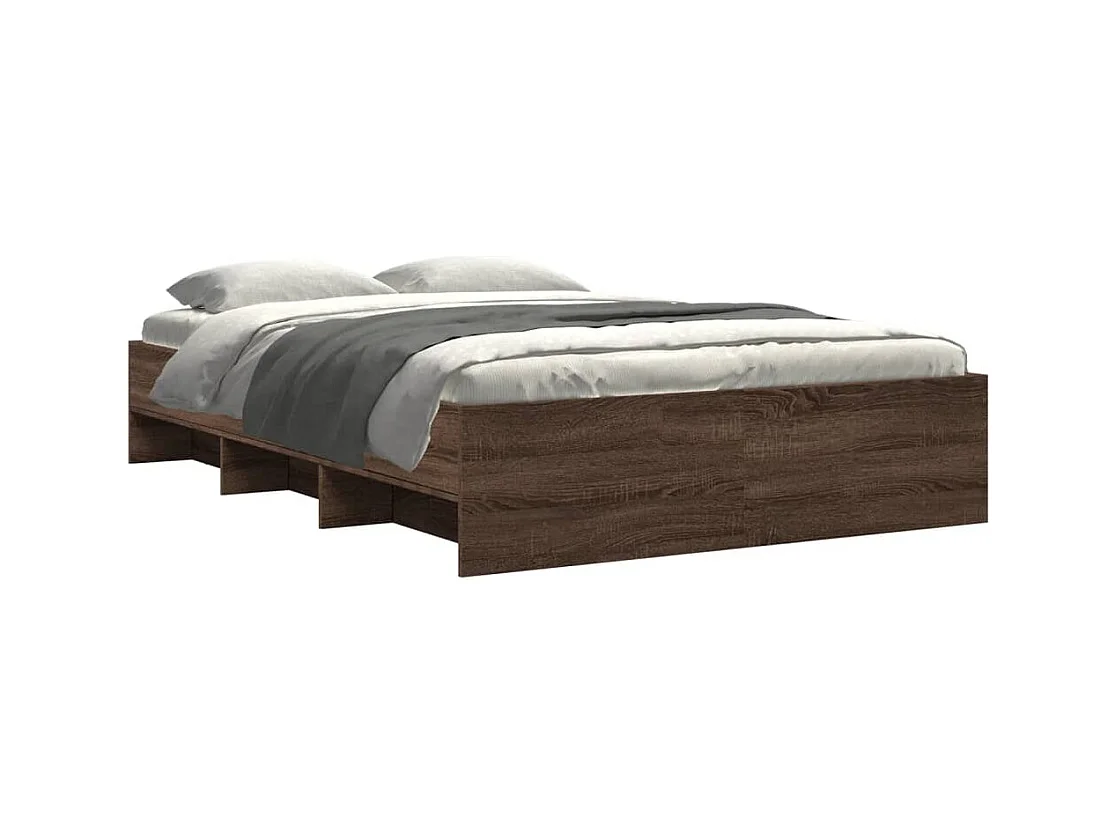 Bedframe bewerkt hout bruin eikenkleur 135x190 cm