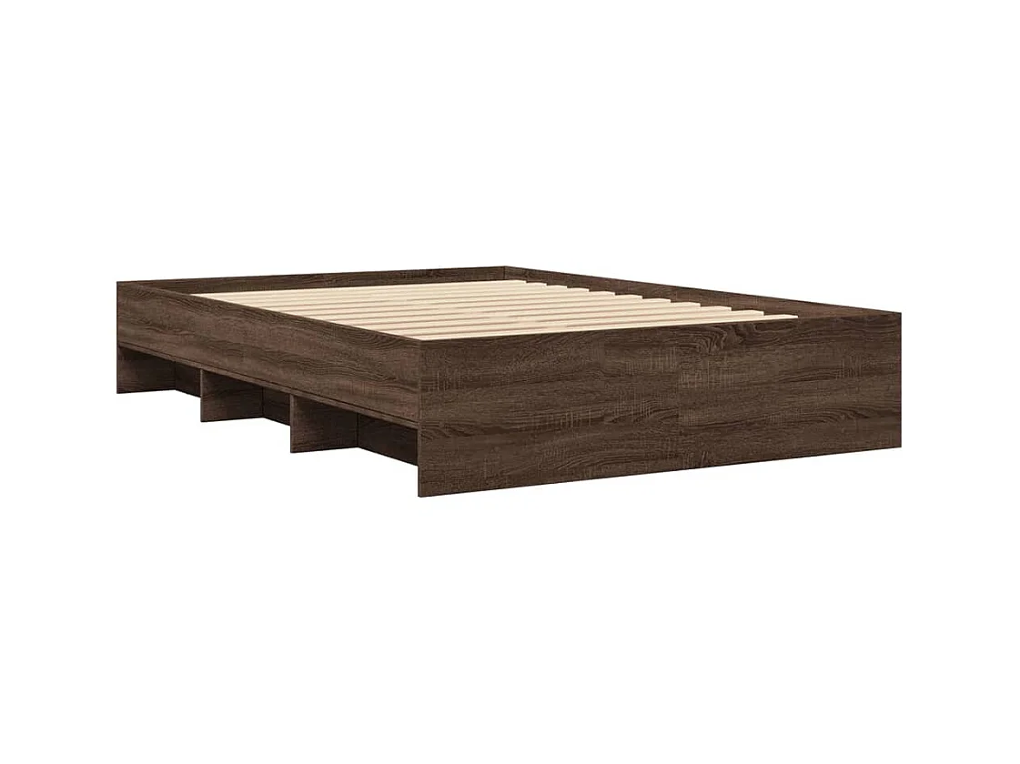 Bedframe bewerkt hout bruin eikenkleur 135x190 cm