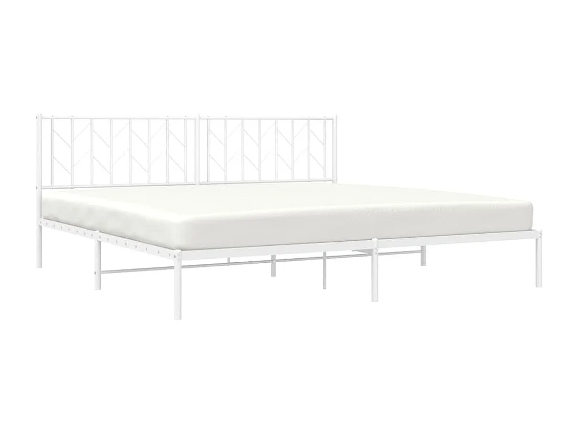 Cadre de lit métal sans matelas et tête de lit blanc 200x200 cm