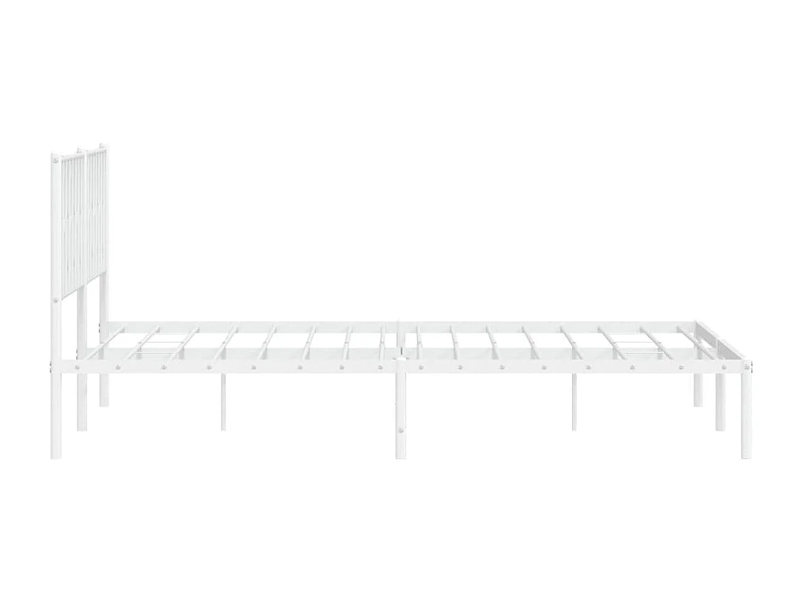 Cadre de lit métal sans matelas et tête de lit blanc 200x200 cm