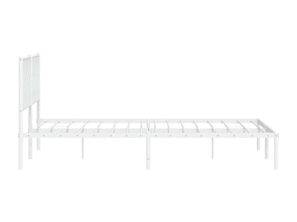 Cadre de lit métal sans matelas et tête de lit blanc 200x200 cm