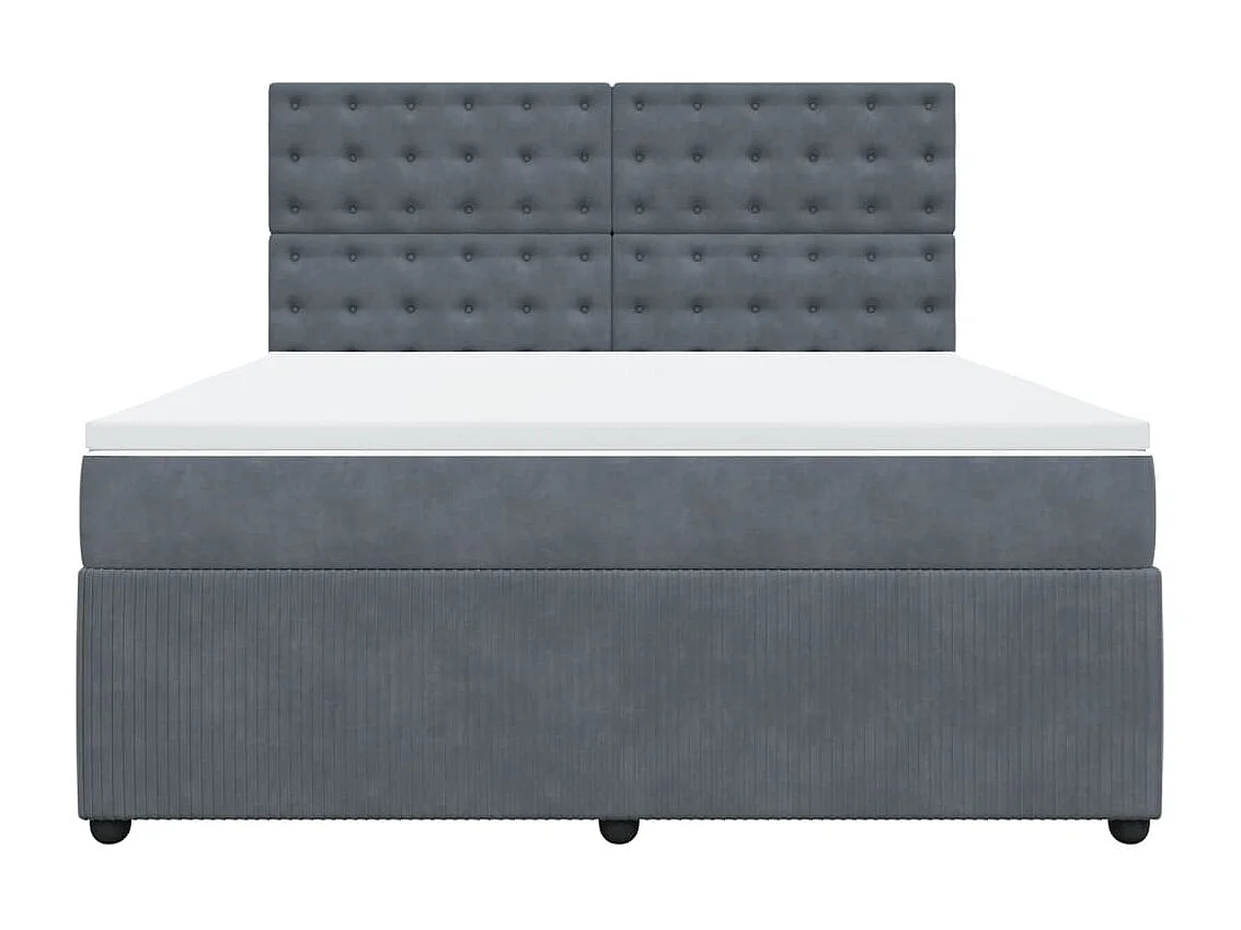 Sommier à lattes de lit et matelas Gris foncé 180x200cm Velours