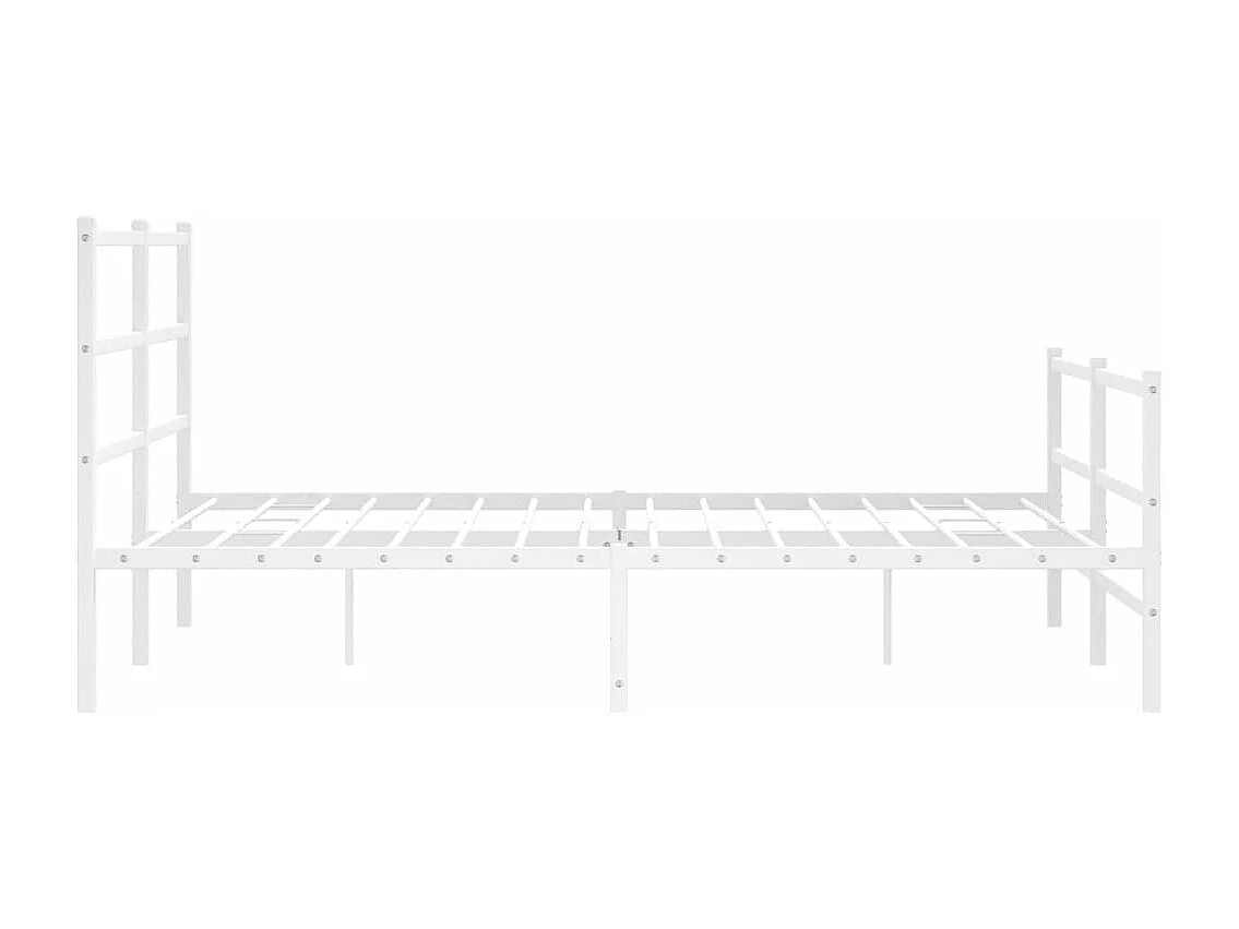 Cadre de lit métal sans matelas et pied de lit blanc 150x200 cm