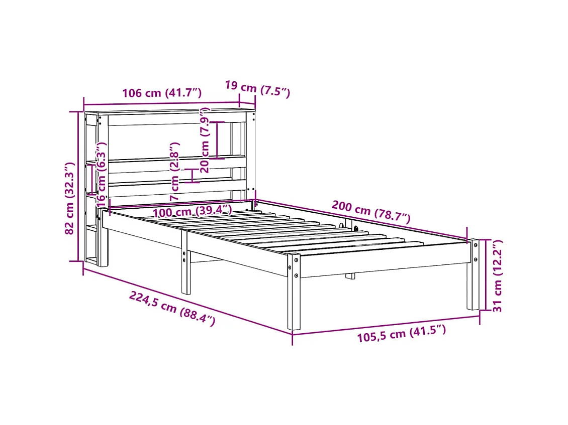 Cadre de lit sans matelas noir 140x190 cm