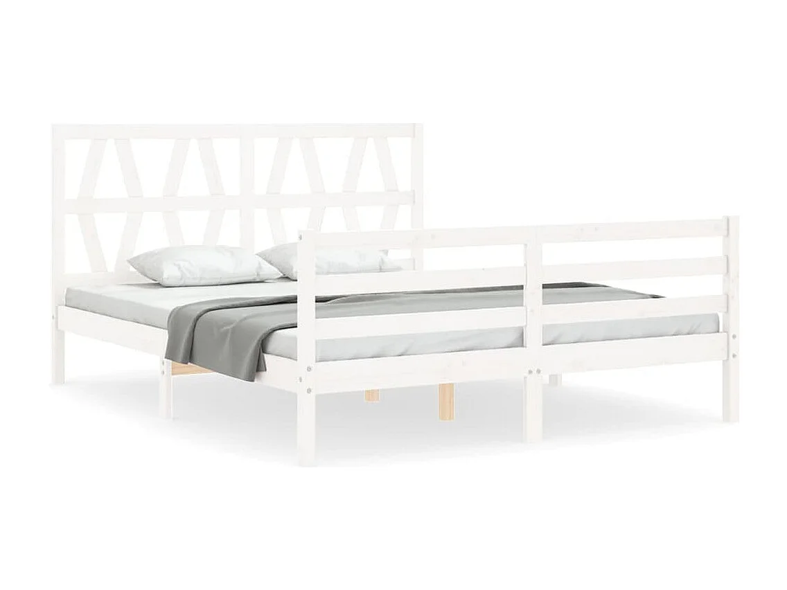 Cadre de lit sans matelas blanc bois de pin massif