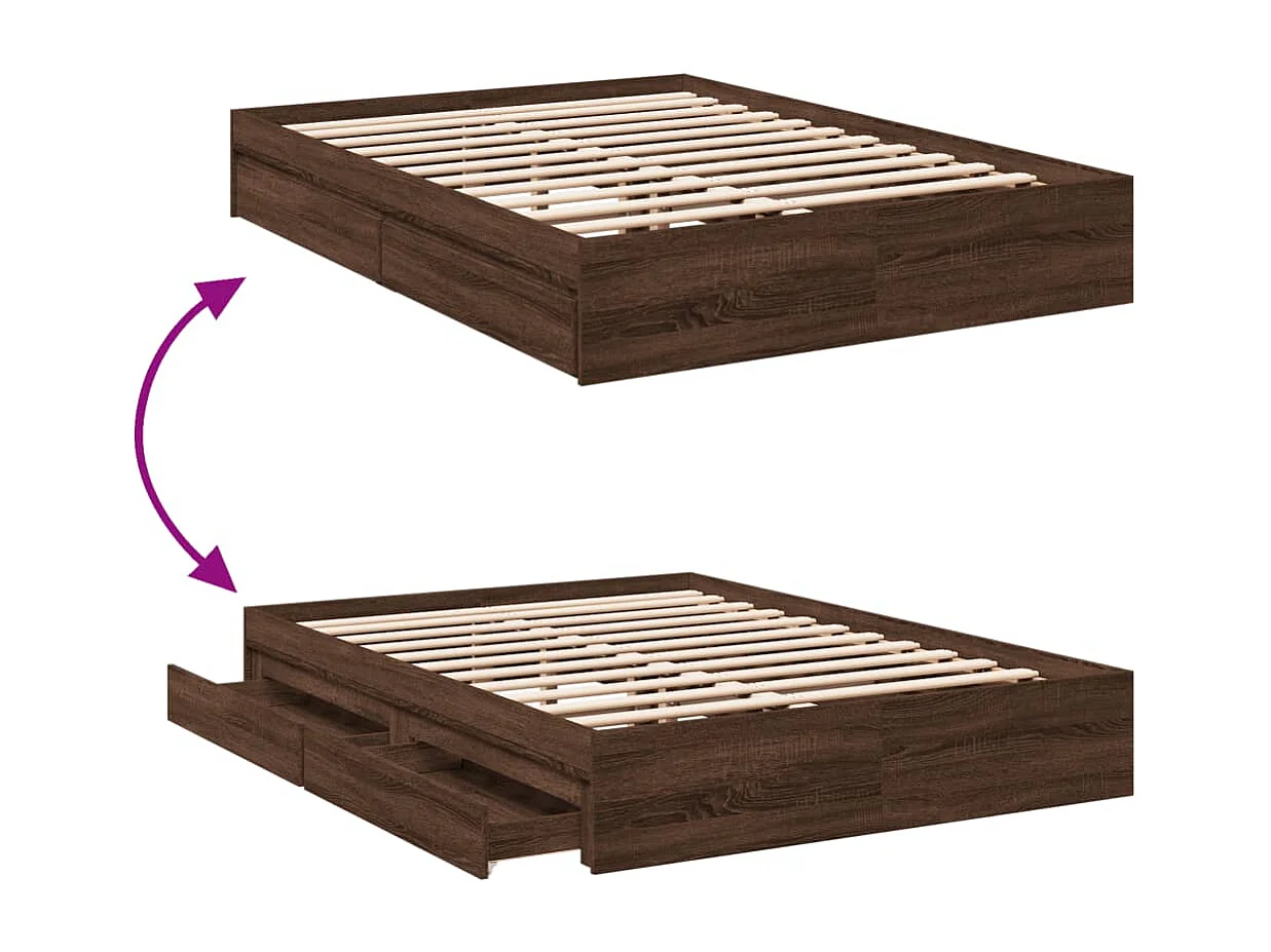 Bettgestell mit Schubladen Braun Eichen-Optik 120x190 cm