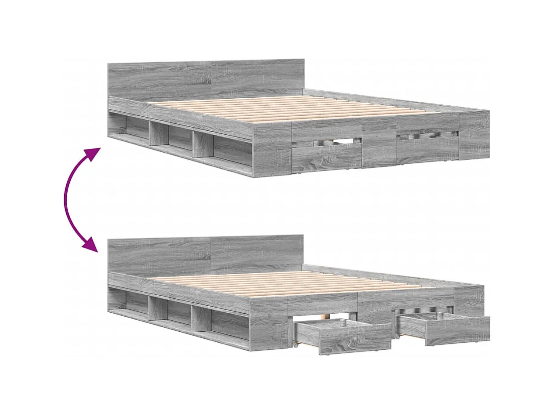 Giroletto Cassetti Grigio Sonoma 150x200 cm Legno Multistrato