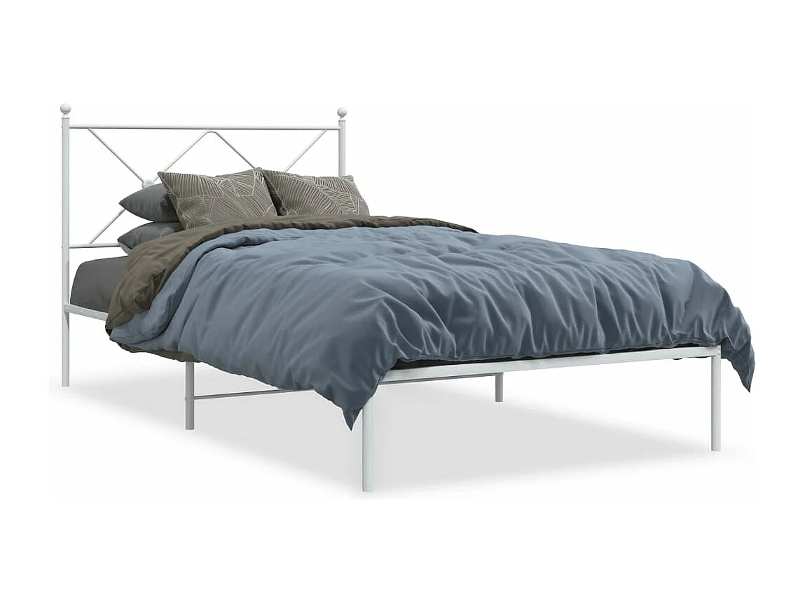 Estructura cama sin colchón con cabecero metal blanco 100x200cm
