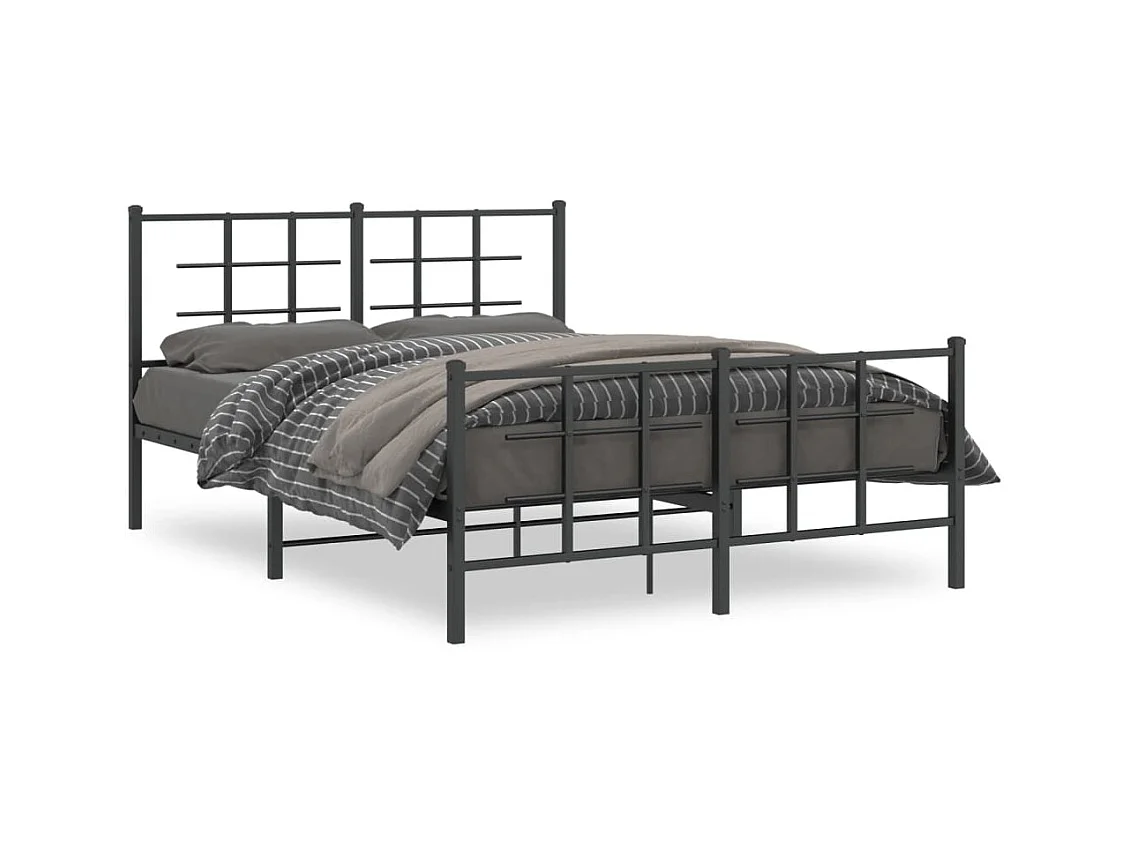 Cadre de lit métal sans matelas avec pied de lit noir 140x190cm