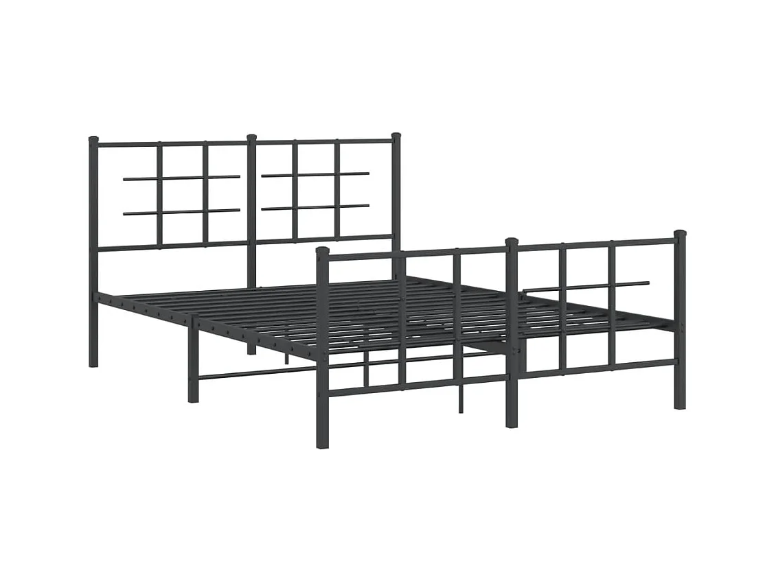 Cadre de lit métal sans matelas avec pied de lit noir 140x190cm