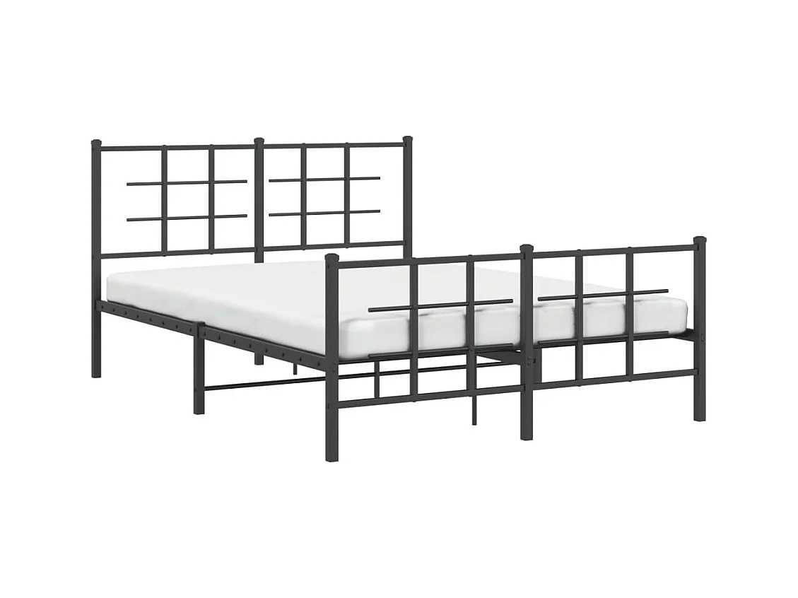 Cadre de lit métal sans matelas avec pied de lit noir 140x190cm