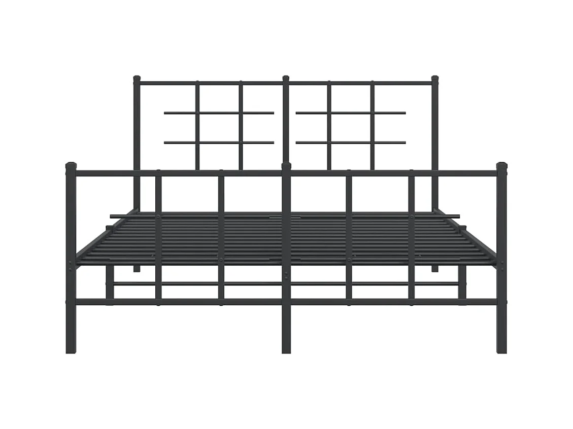 Cadre de lit métal sans matelas avec pied de lit noir 140x190cm