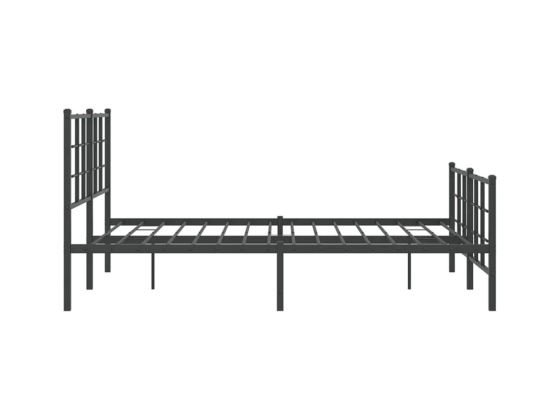 Cadre de lit métal sans matelas avec pied de lit noir 140x190cm