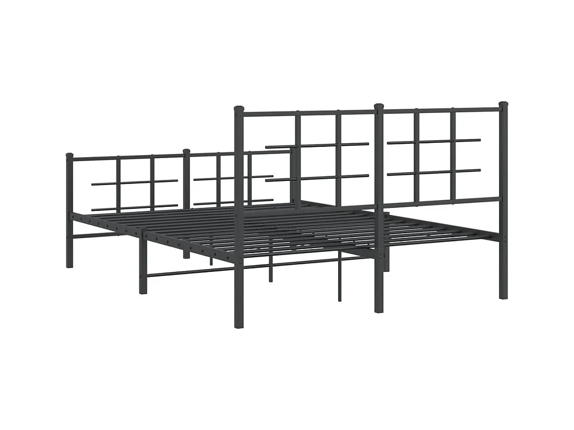 Cadre de lit métal sans matelas avec pied de lit noir 140x190cm