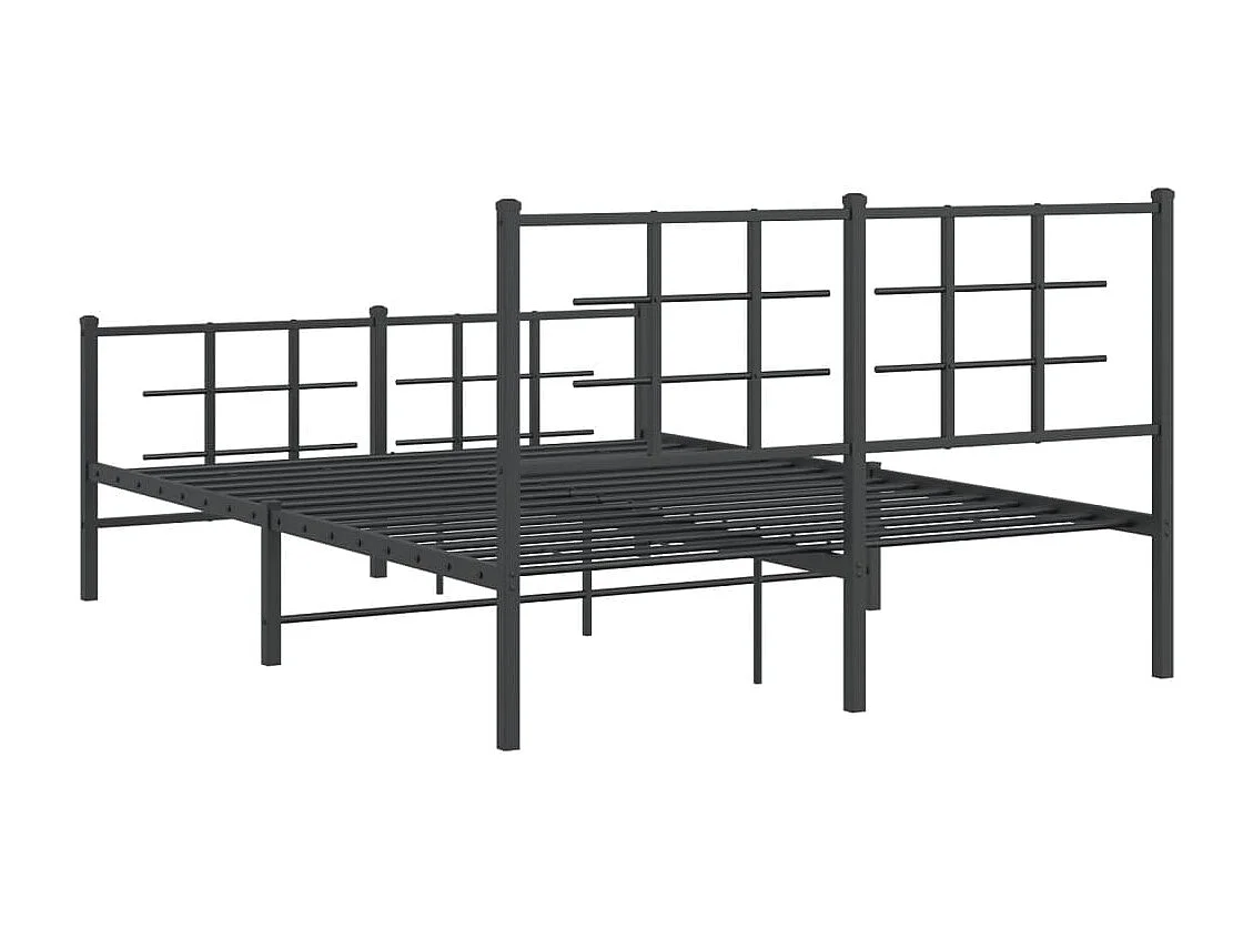 Cadre de lit métal sans matelas avec pied de lit noir 140x190cm