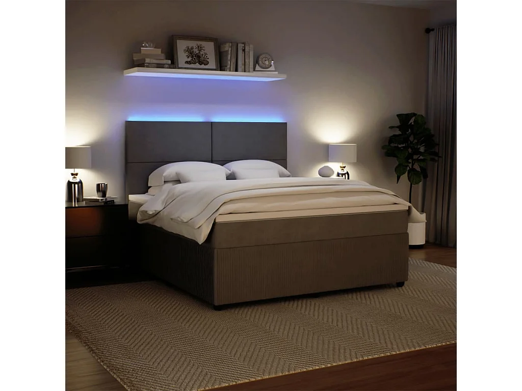 Sommier à lattes de lit et matelas Gris clair 180x200cm Velours