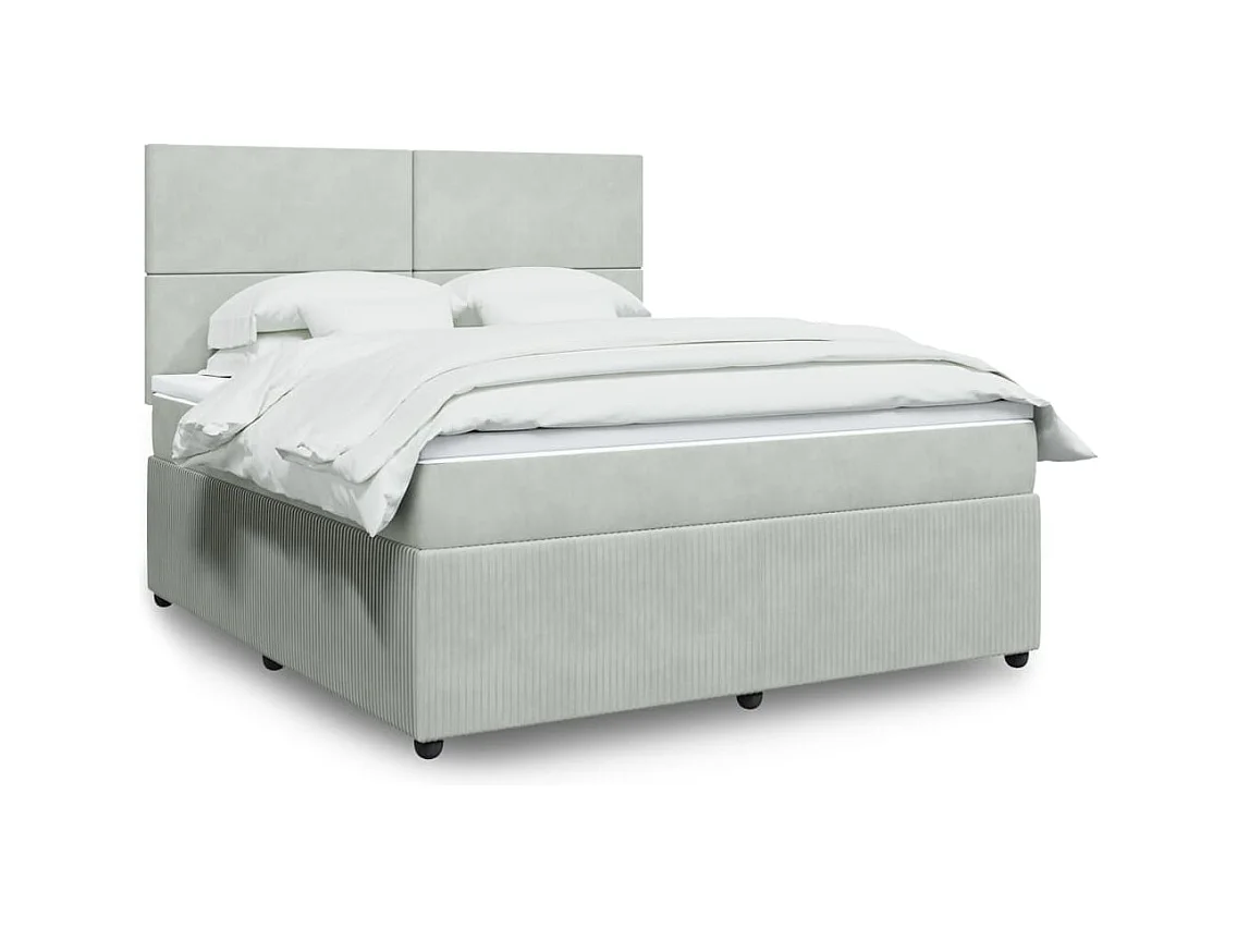 Boxspring met matras fluweel lichtgrijs 180x200 cm