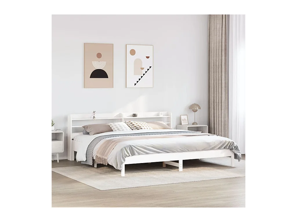 Giroletto senza Materasso Bianco 200x200 cm Legno Massello Pino