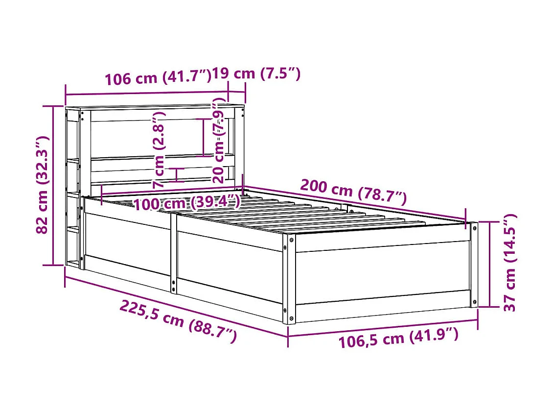 Giroletto Cassetti Grigio Cemento 180x200 cm Legno Multistrato