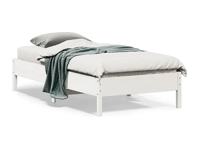 Letto senza Materasso Bianco 75x190 in Legno Massello di Pino