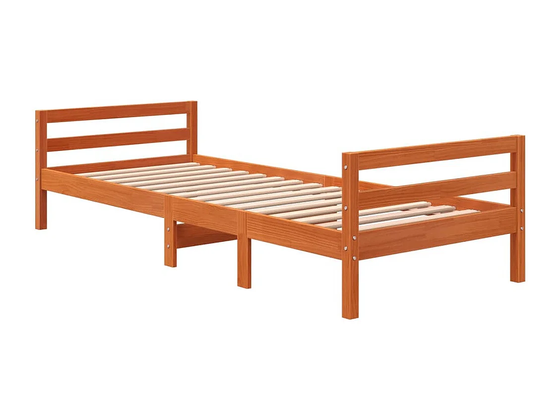 Bedframe zonder matras massief grenenhout wasbruin 75x190 cm