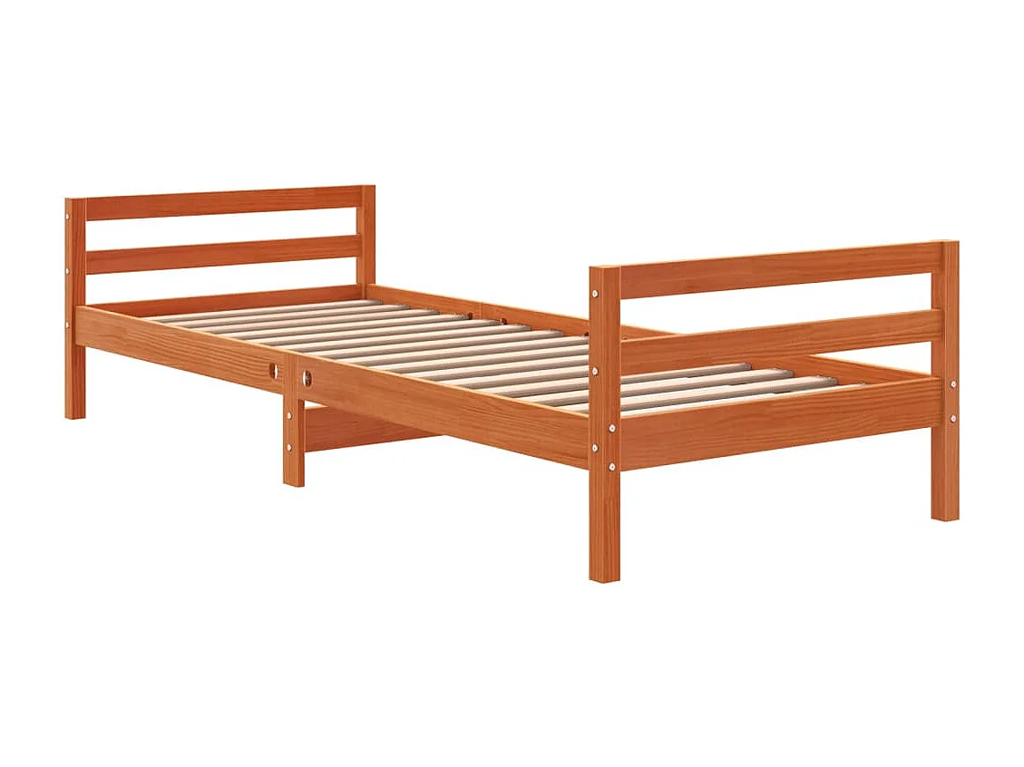 Bedframe zonder matras massief grenenhout wasbruin 75x190 cm