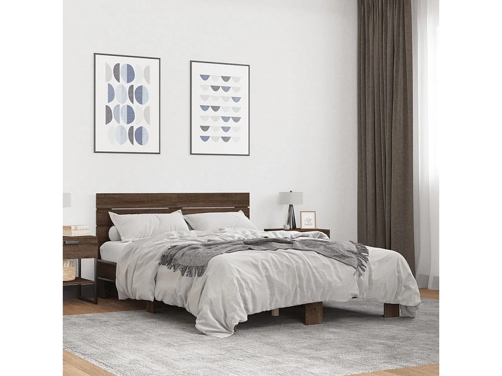Cadre de lit sans matelas chêne marron 135x190 cm