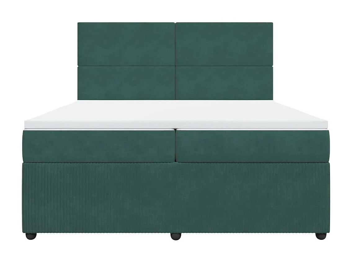 Giroletto a Molle con Materasso Verde Scuro 200x200 cm Velluto