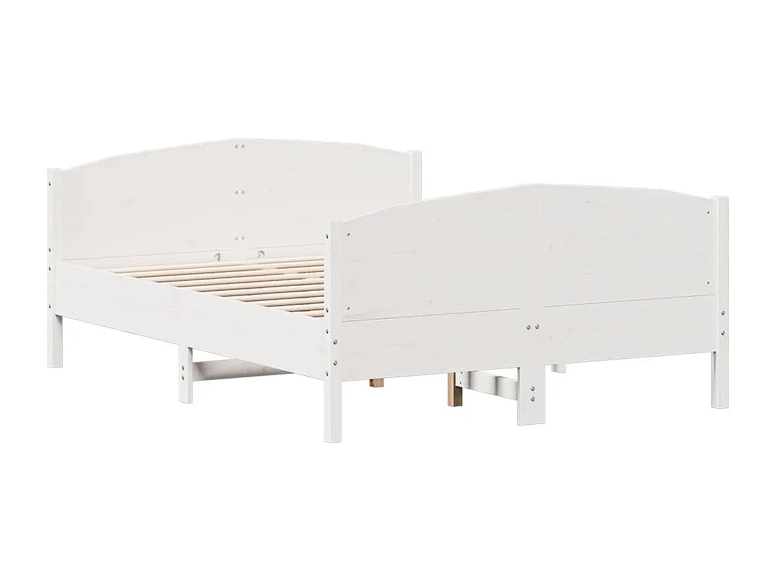 Cadre de lit sans matelas blanc 135x190 cm bois de pin massif