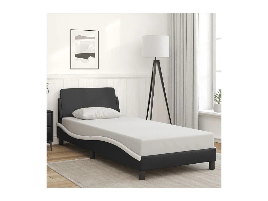Cadre de lit sans matelas noir et blanc 80x200 cm similicuir