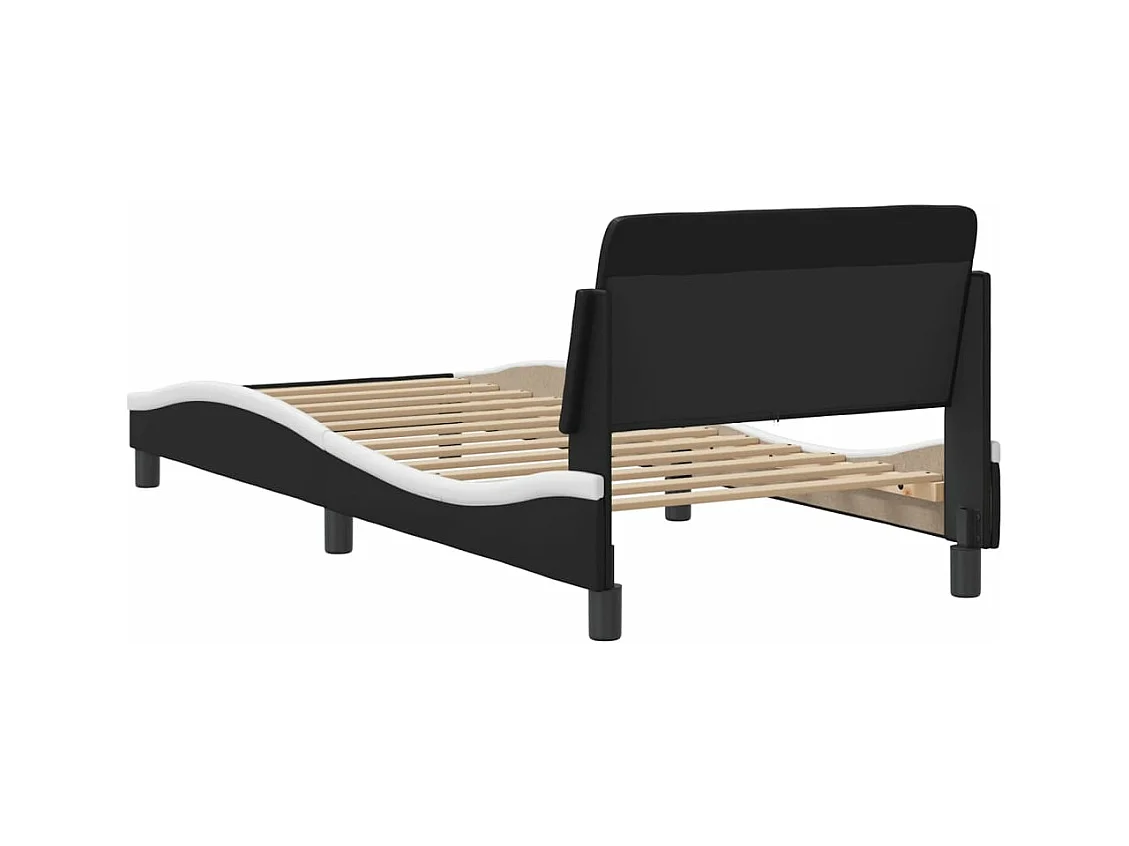 Bettgestell mit Kopfteil Schwarz und Weiß 80x200 cm Kunstleder