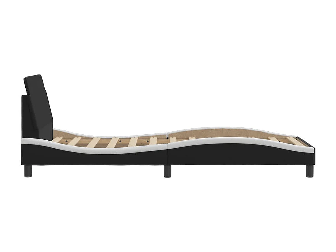 Giroletto con Testiera Nero e Bianco 80x200 cm in Similpelle