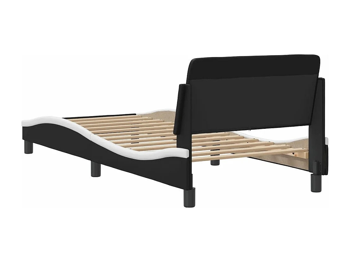 Giroletto con Testiera Nero e Bianco 80x200 cm in Similpelle