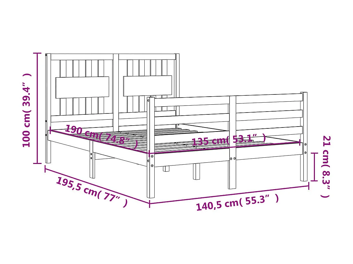 Giroletto con Testiera Bianco Double in Legno Massello