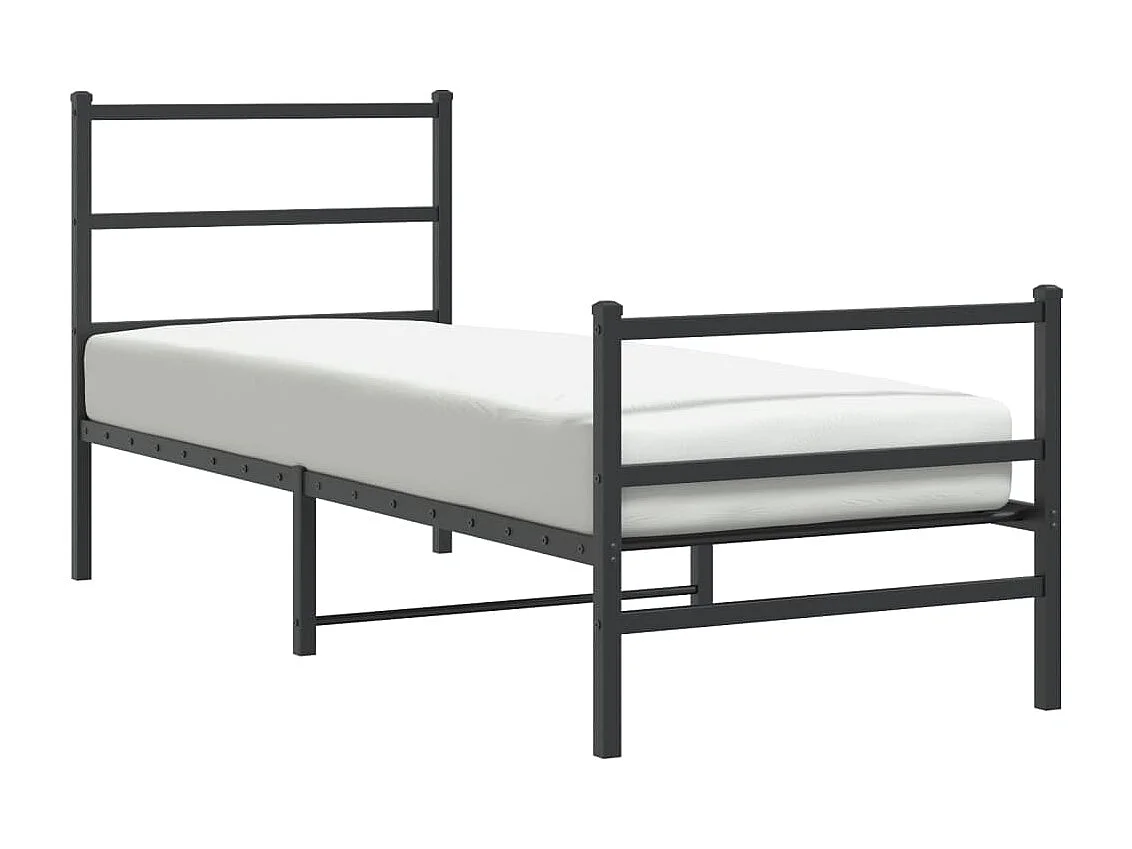 Giroletto con Testiera e Pediera Metallo Nero 75x190 cm